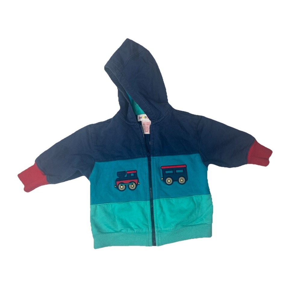 Vtg Gymboree‎ Infant Jacket Train Blue Navy Red Primary Colors